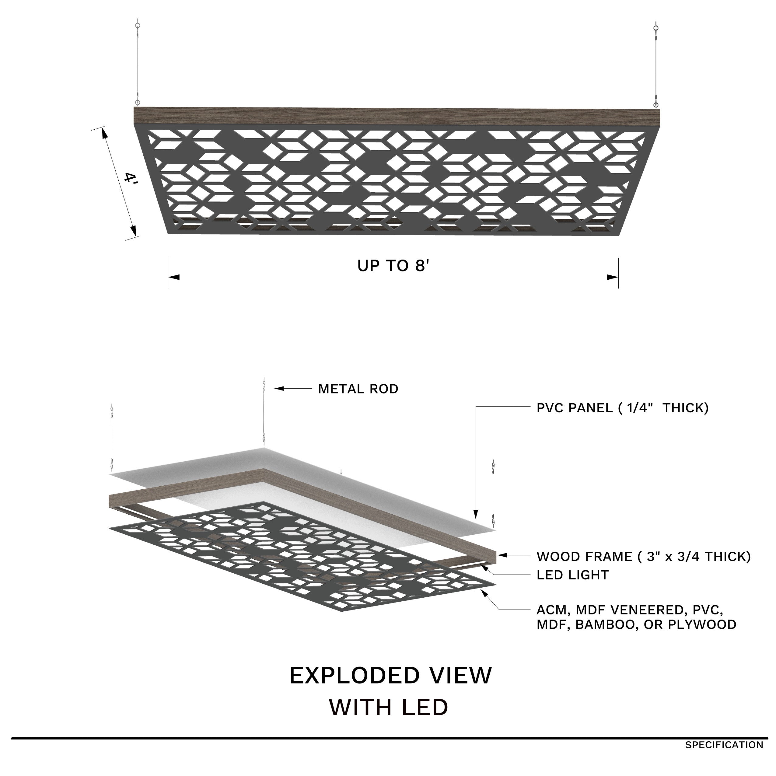 Custom Hanging Ceiling Panels