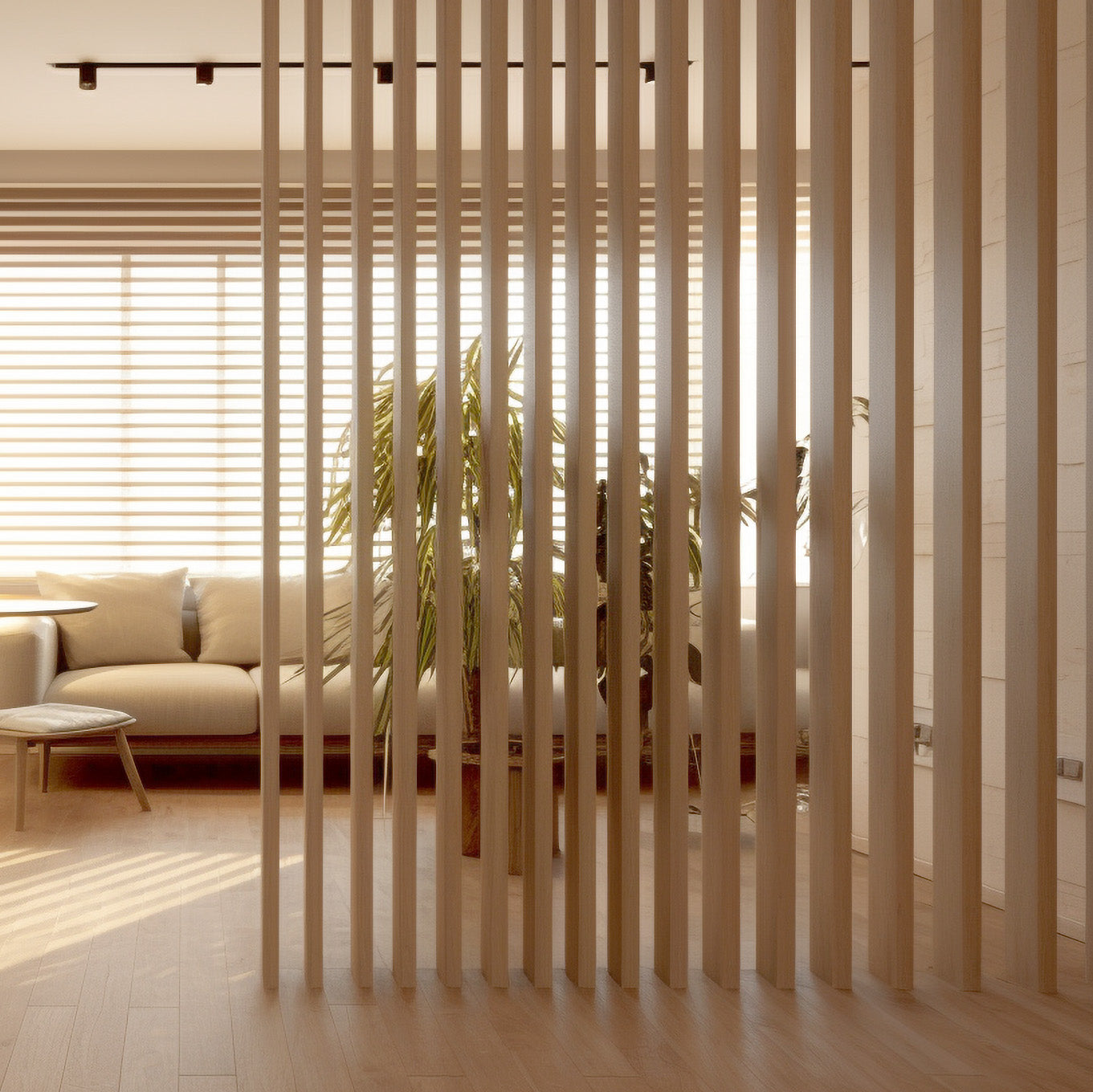 Custom Made Rotating Wooden Slat Dividers  Room Dividers.