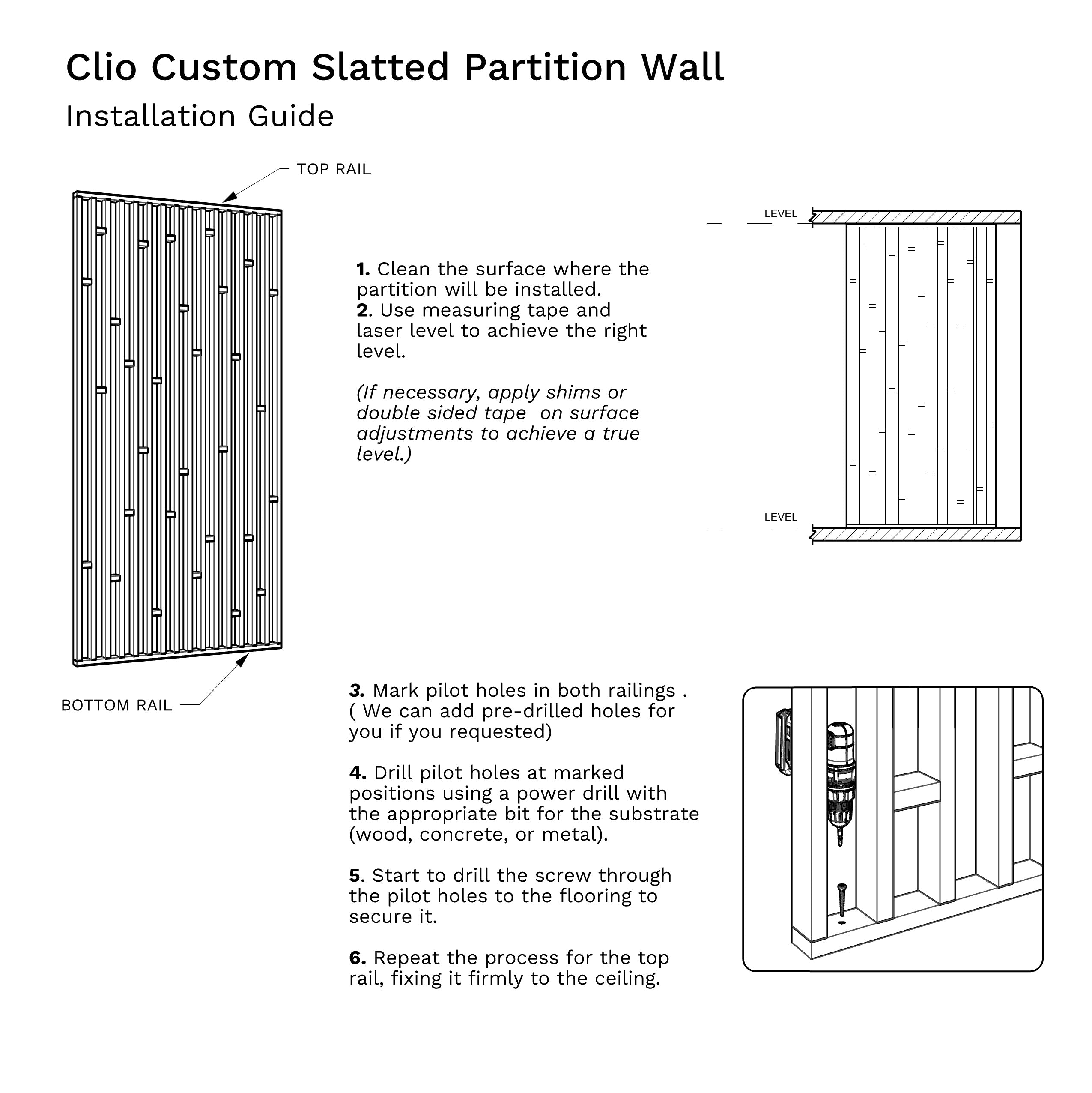 Cloisons en bois pivotantes du sol au plafond