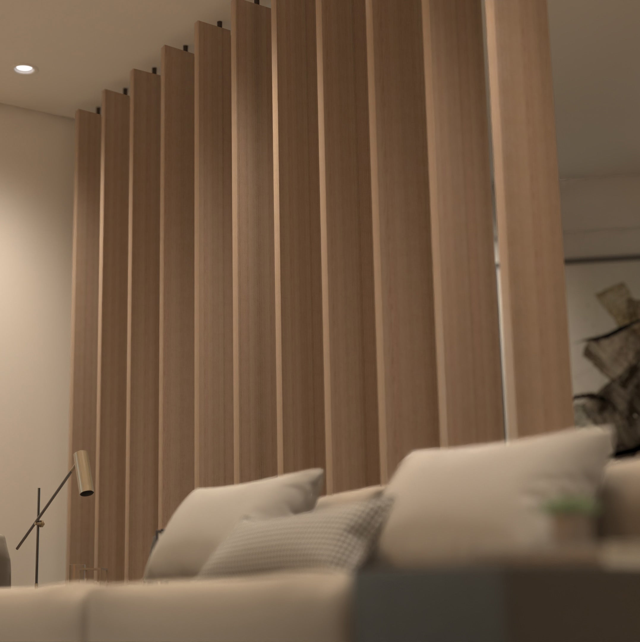 Custom Made Rotating Wooden Slat Dividers  Room Dividers.