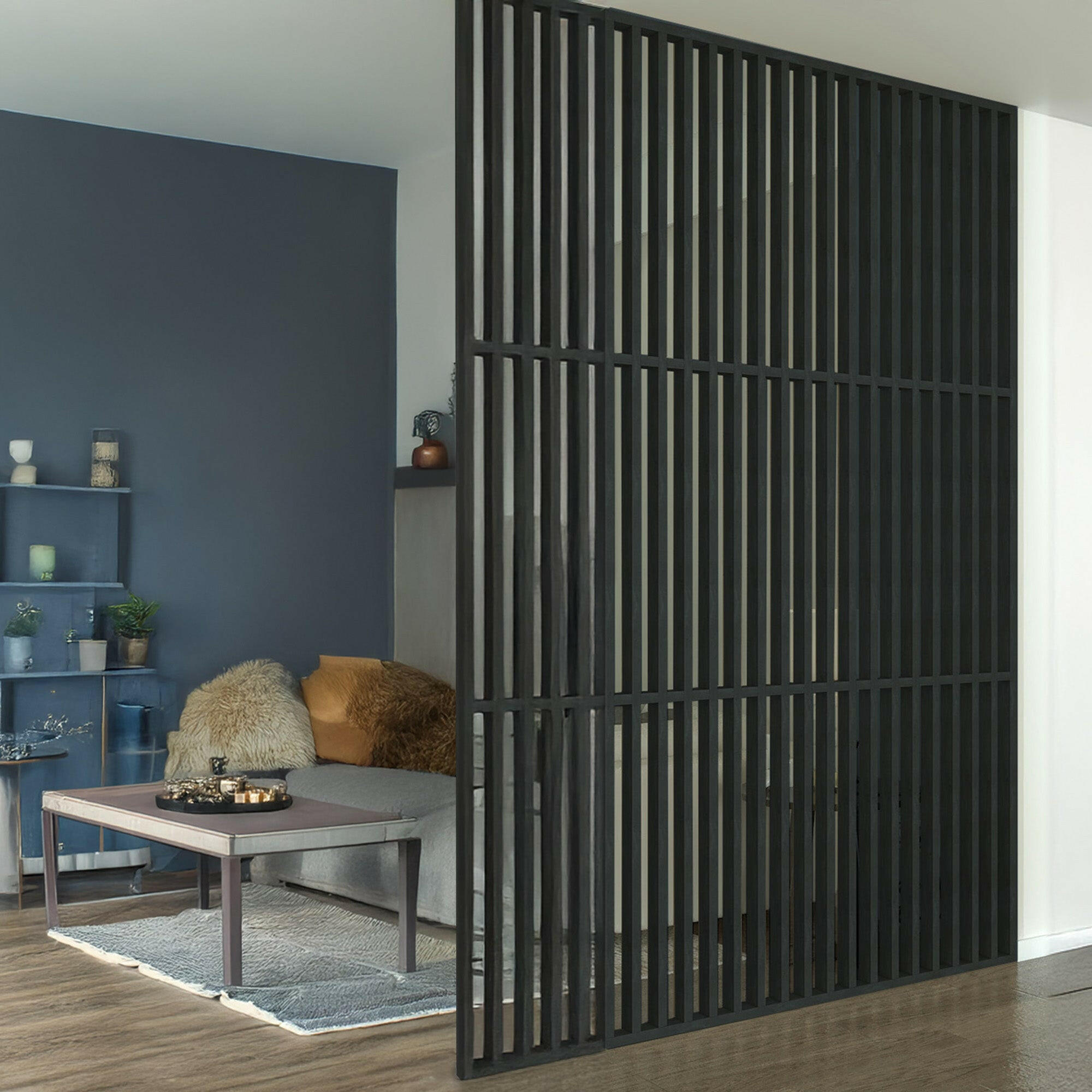 Customizable Slatted Partition Wall  Room Dividers.