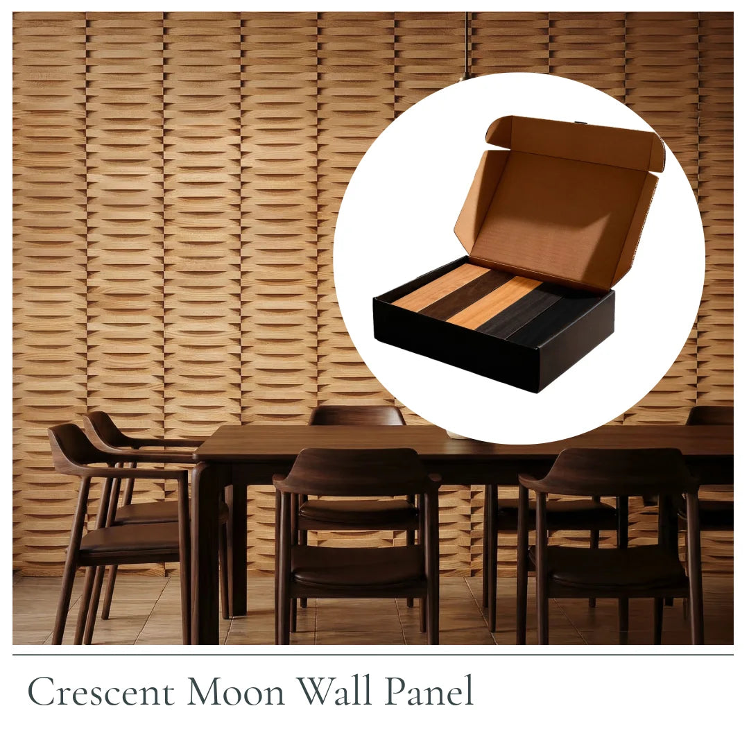 Crescent Moon Solid Wood Panel, Modern Decor Solid Wood Tiles