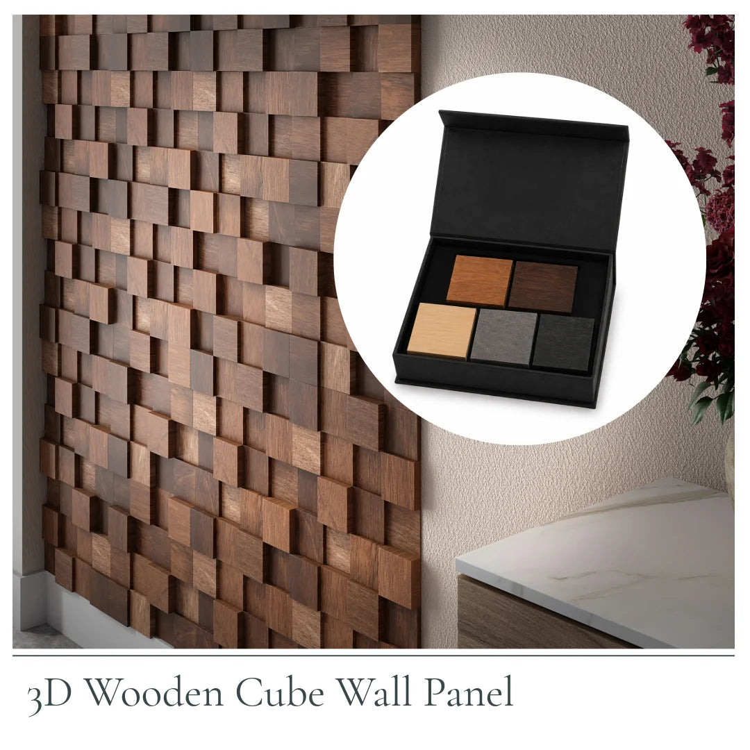 3D Wooden Cube Wall Panel