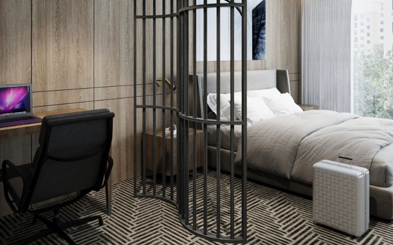 curved modern slat divider for home