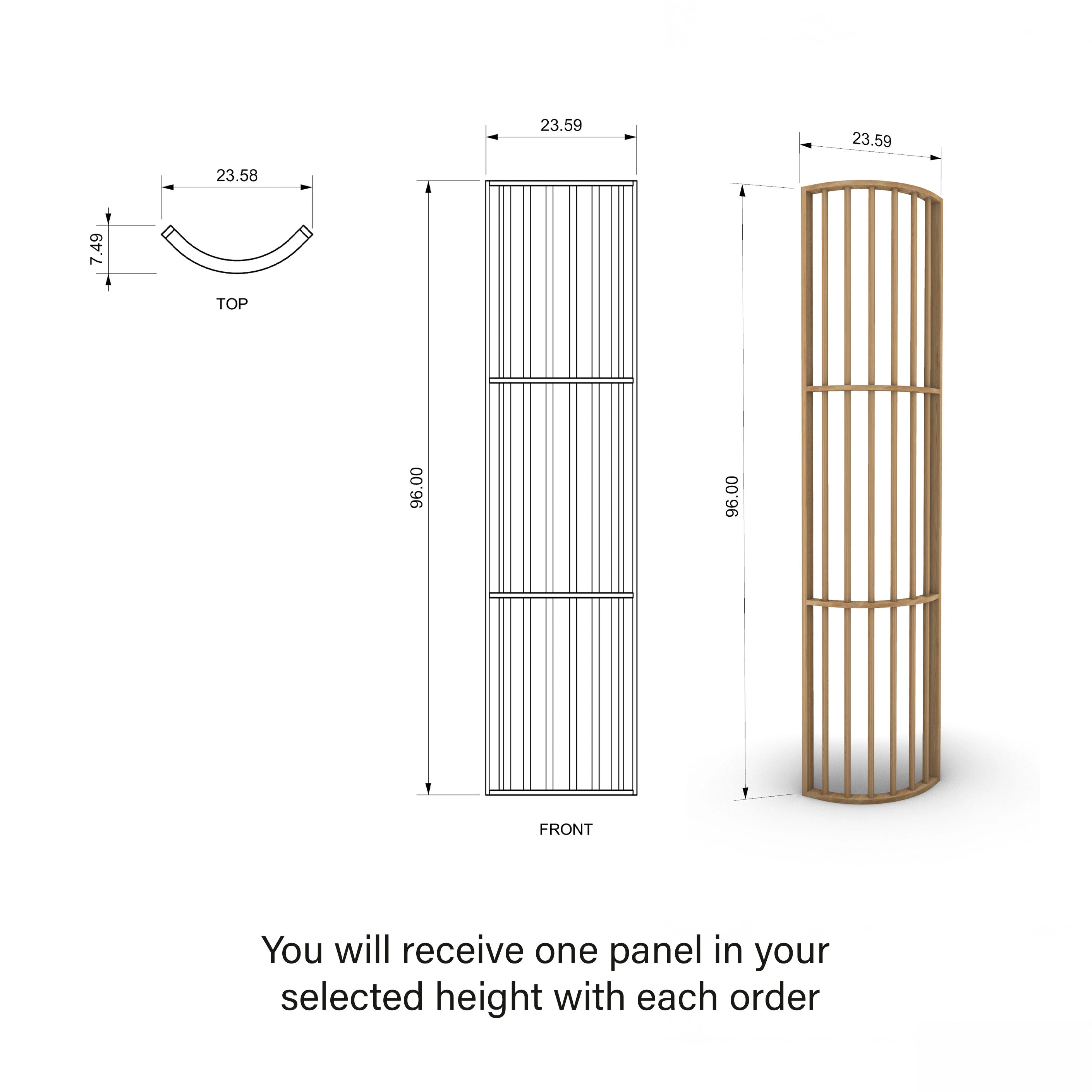 dimensions wood slat divider curved