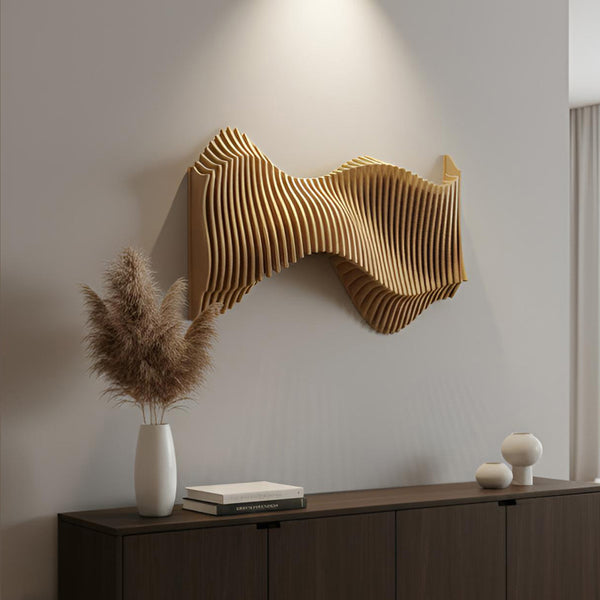Parametric CNC cut Desert Sands Symphony Wavy Wooden 3D art