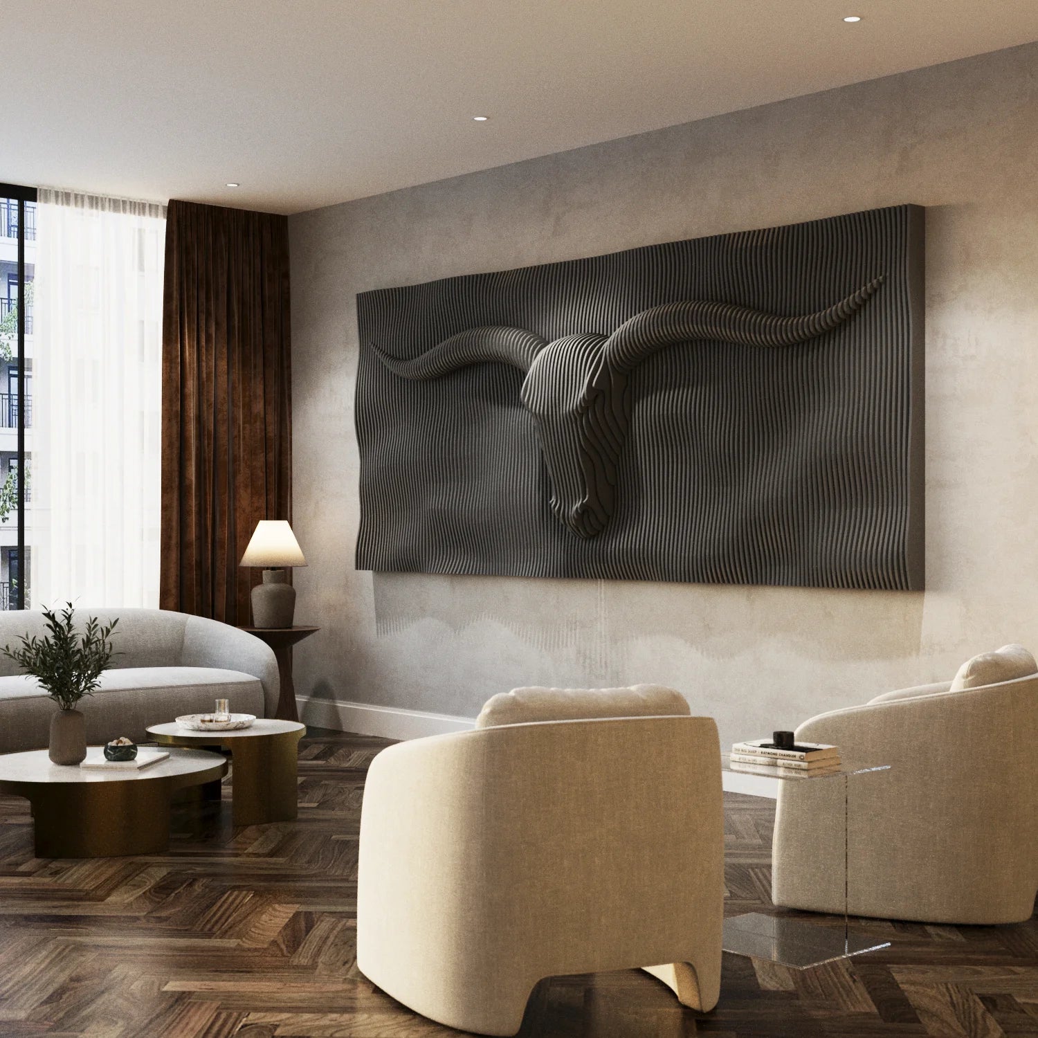 Bull Head 3D Parametric Wall Sculpture