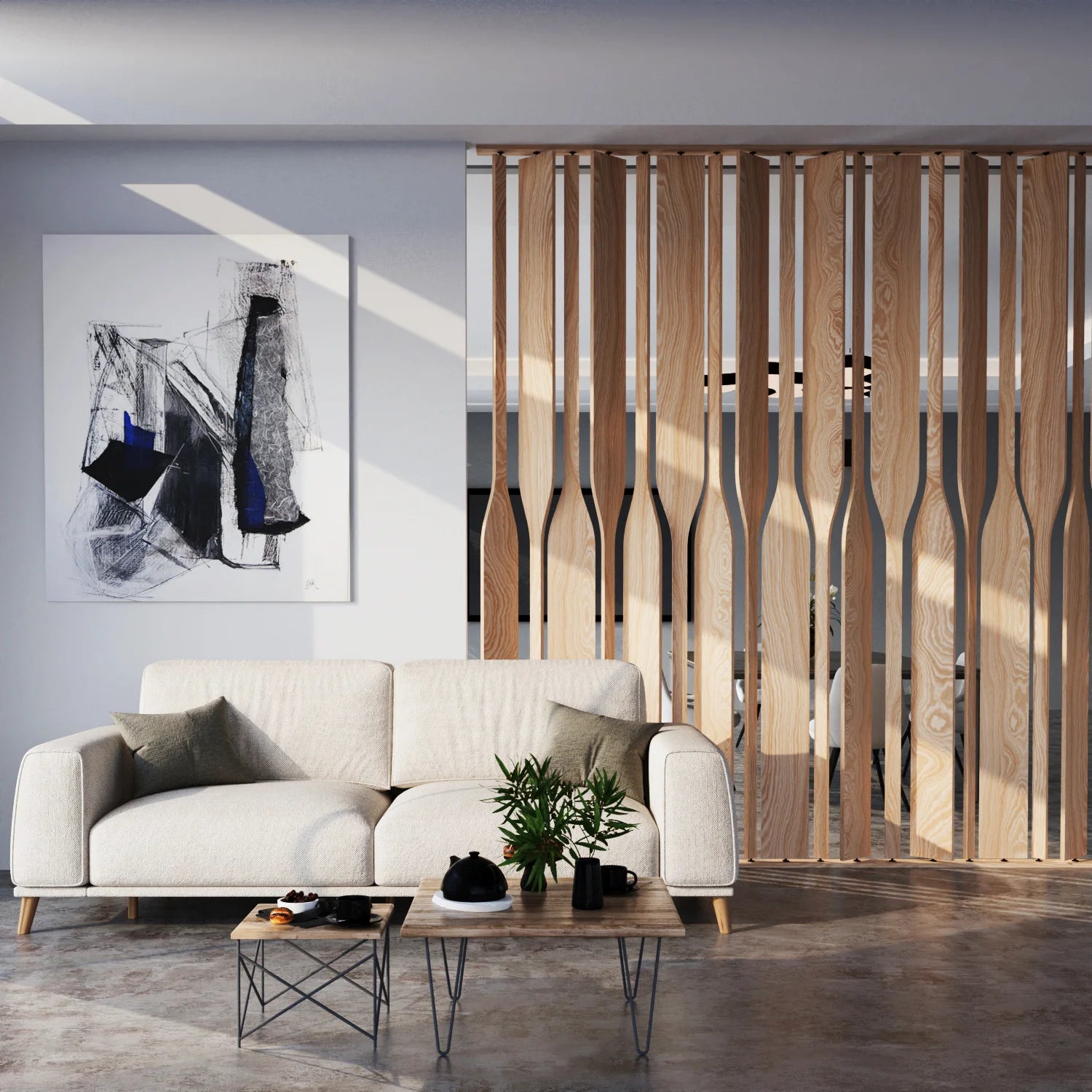 Nilos Rotating Wood Slat Partition with Base