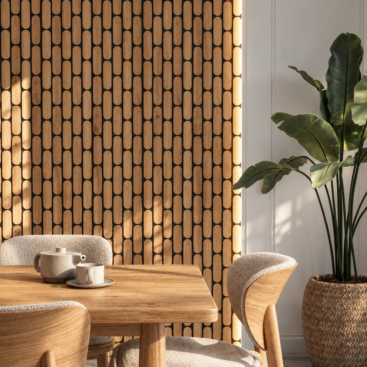 Akzentwand Holzlatte, Holzlattenwand, 3D Holzwandkunst