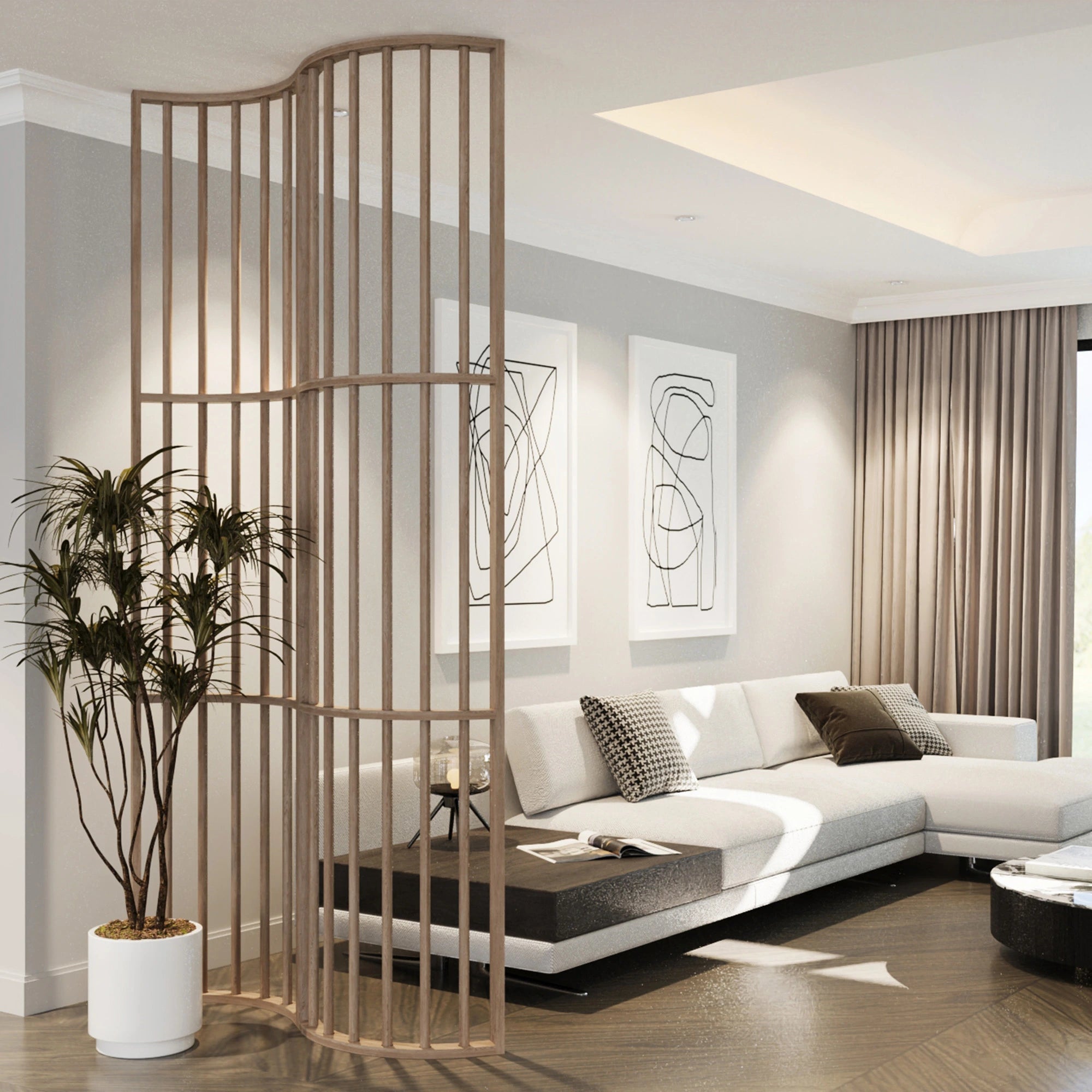 Modern Curved Slat Room Divider  Room Dividers.