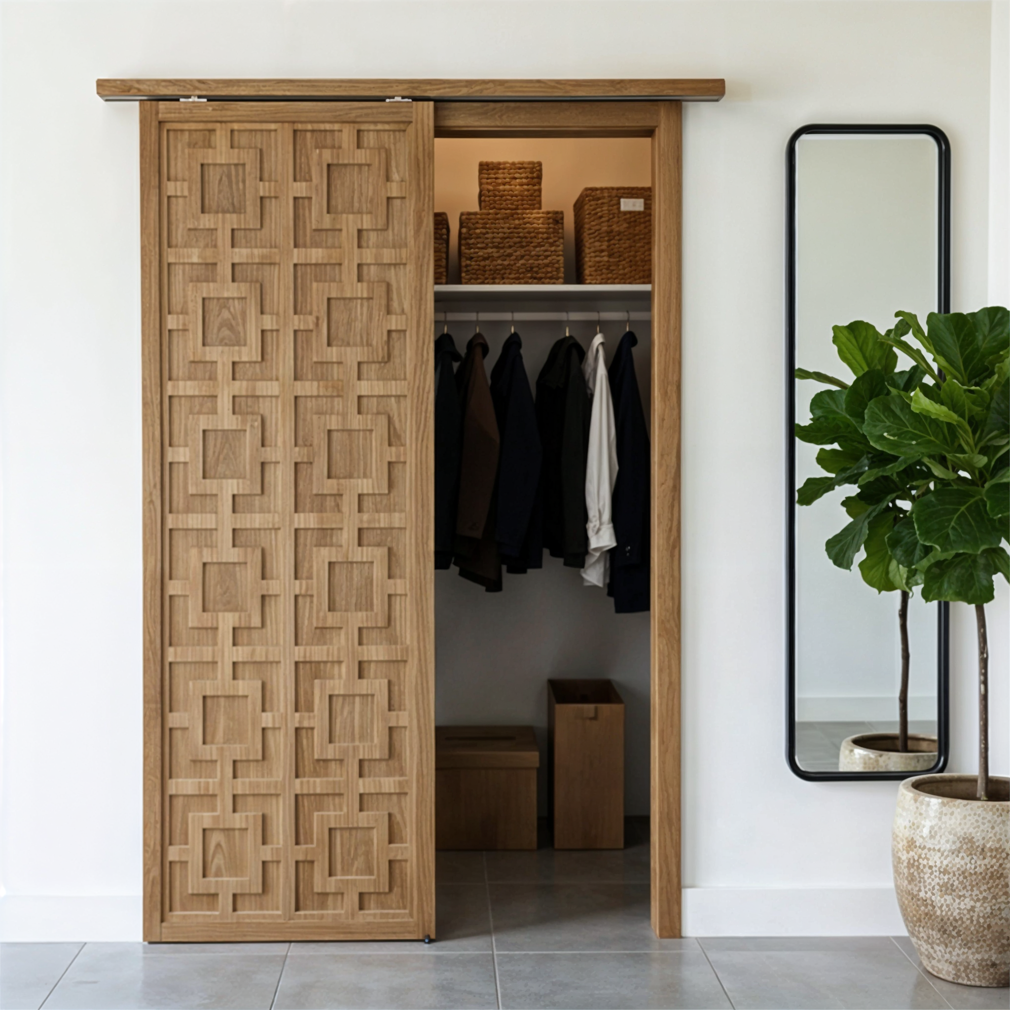 Sliding Barn Door with Decorative Overlay