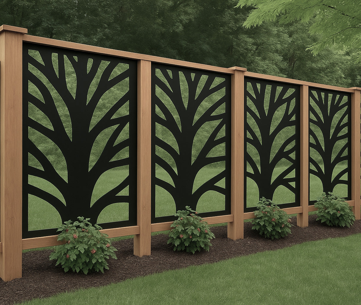 decorative fence, outdoor design, garden fence, stylish boundary, privacy fence, yard decor, laser cut, modern fence, artistic fence, landscape design