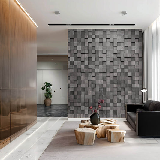 Gray Cube Wooden 3D Wall Panels