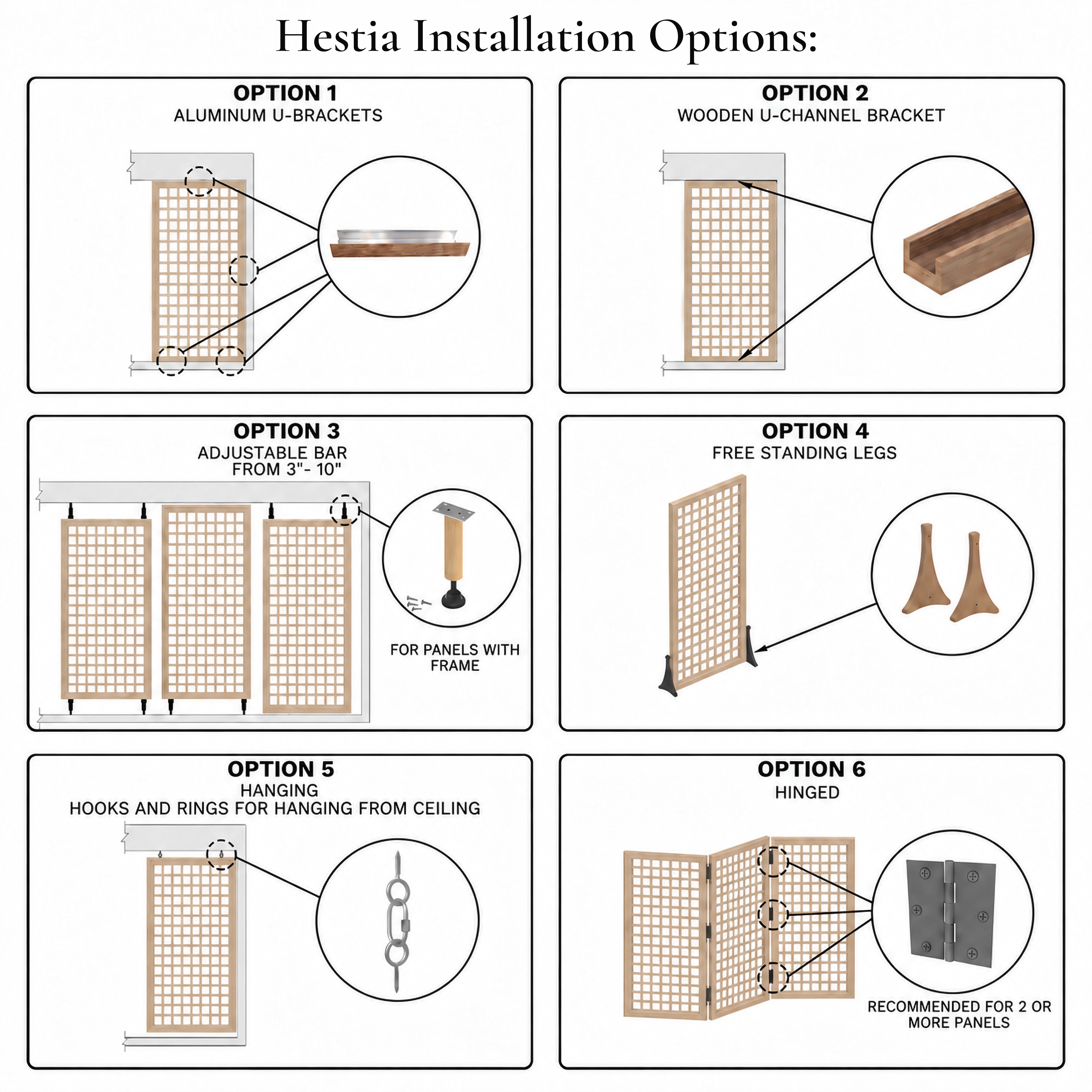 Hestia Customizable Wooden Grid Partition Wall