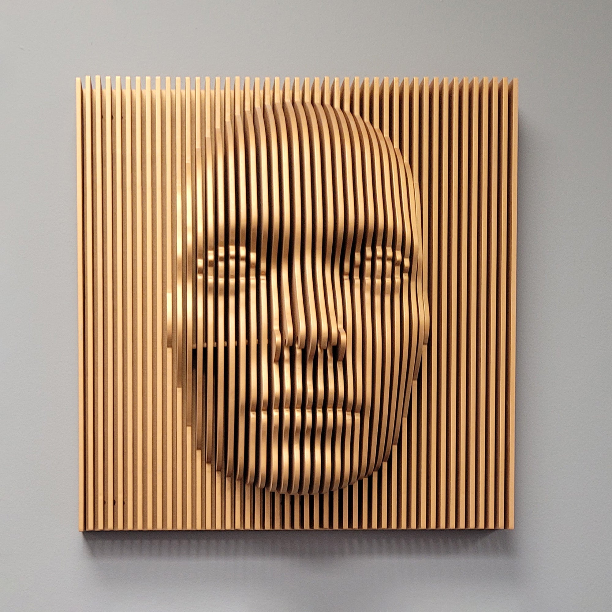 3D Human Face Wall Sculpture ( 1/2" Thick )  3D Wall Art.