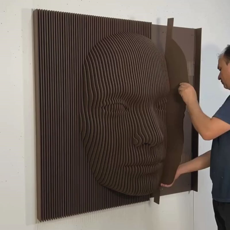 3D Parametric Human Face Wall Sculpture (1/4"Thick)  3D Wall Art.