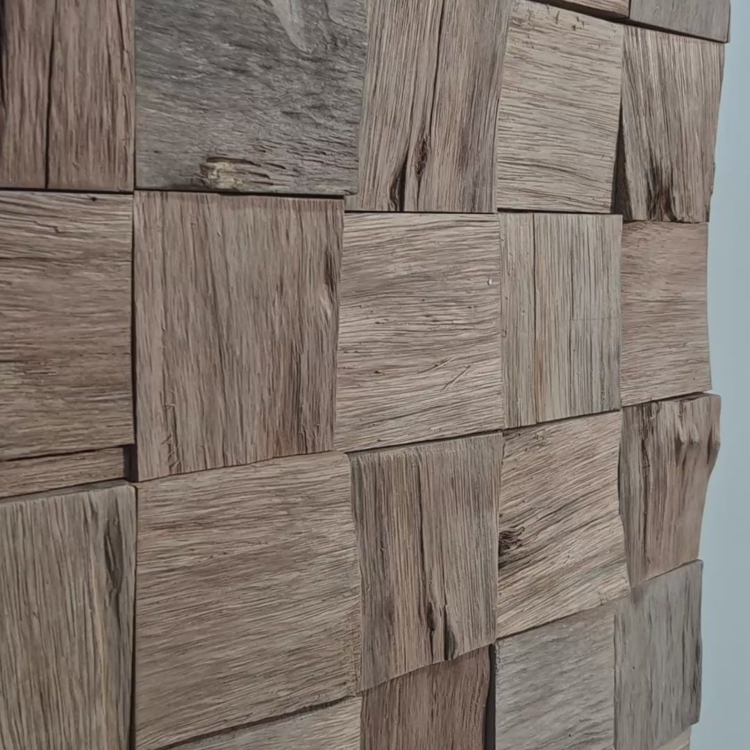 3D Würfel Holz Wandpaneele Hellbraun