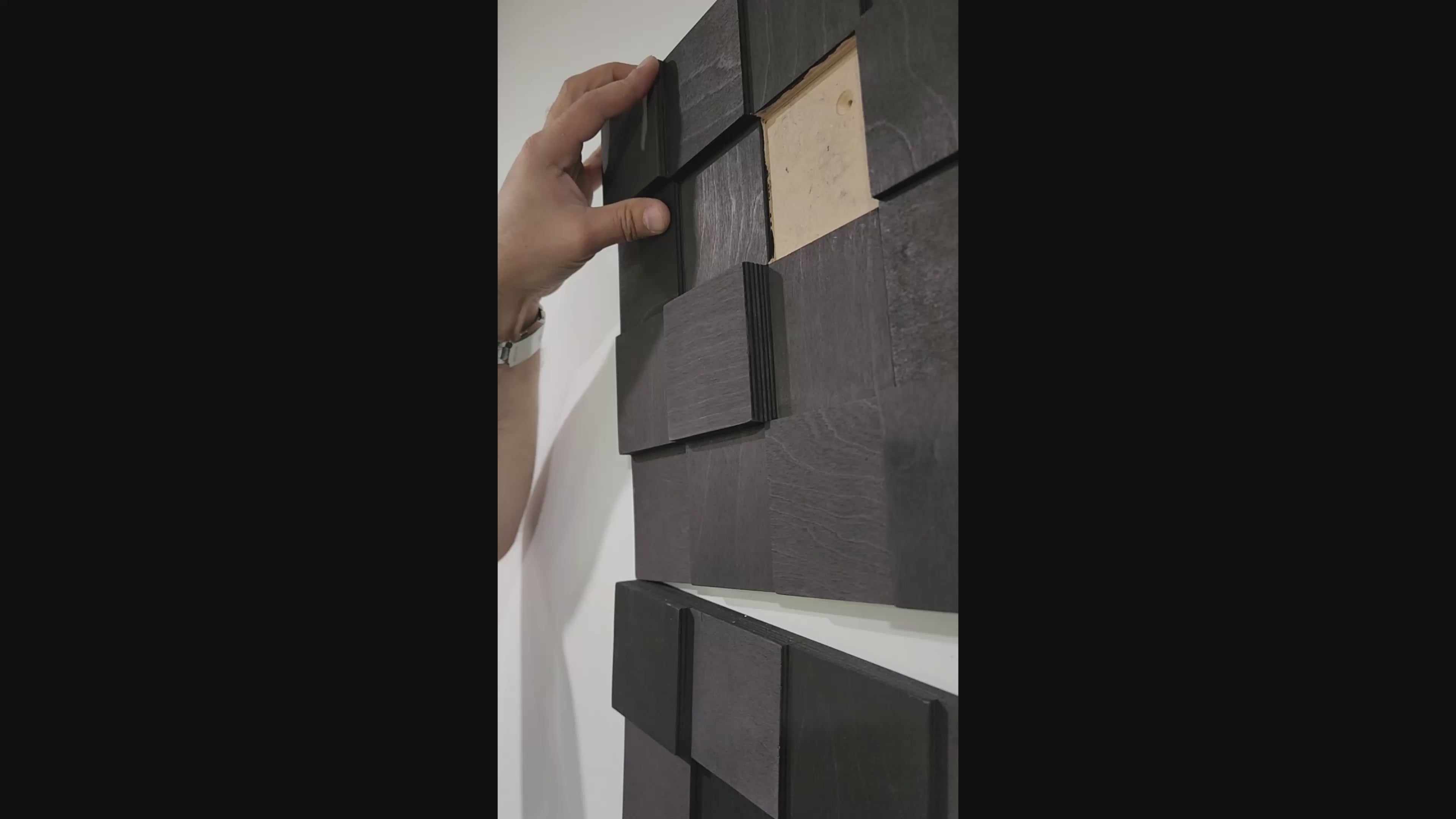 Black Cube Wooden 3D Wall Tiles  3D Wall Panel.
