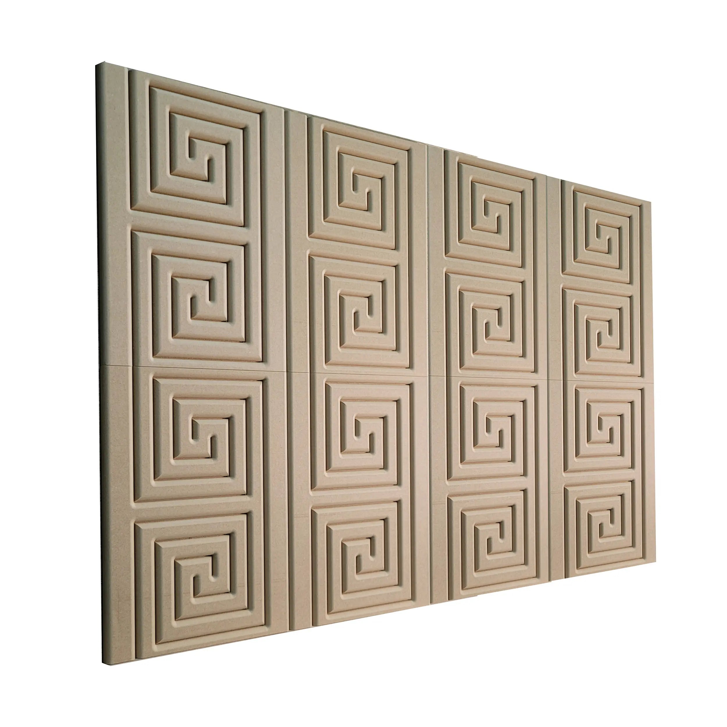 Decorative wall panels with Greek key pattern on a white background