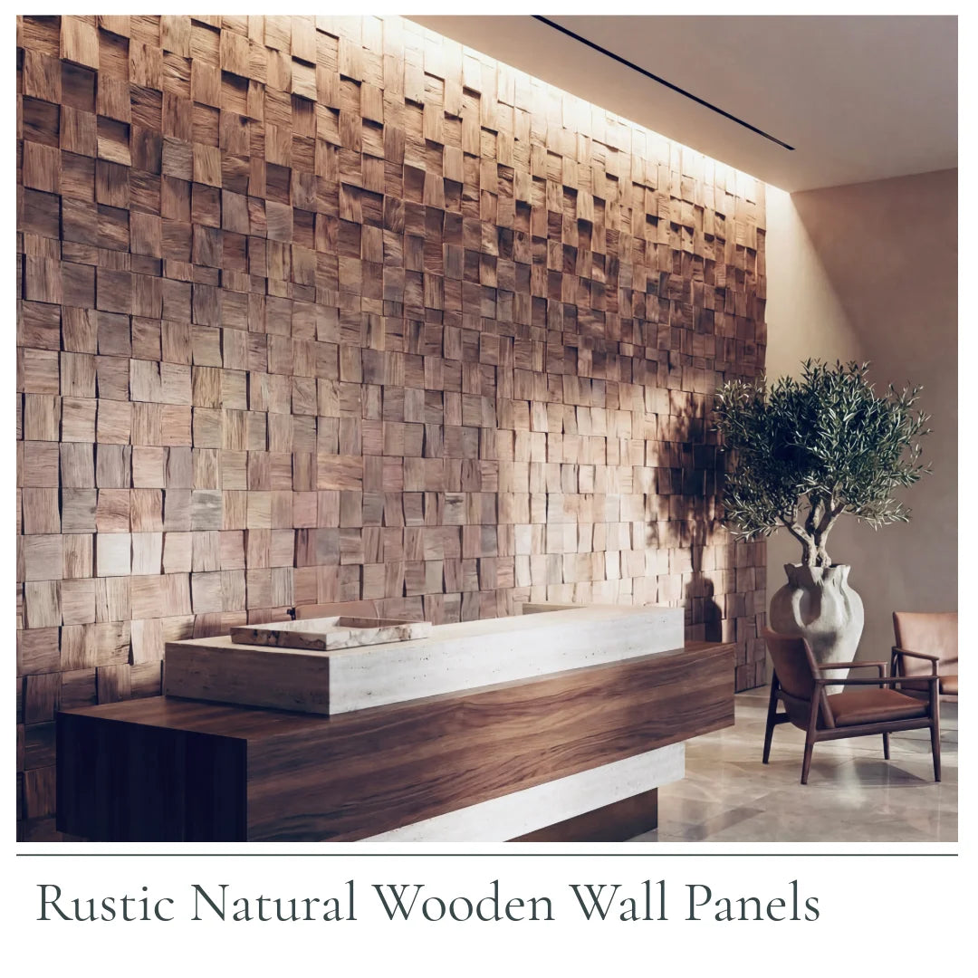 Rustic Natural Wooden Cube Wall Panel
