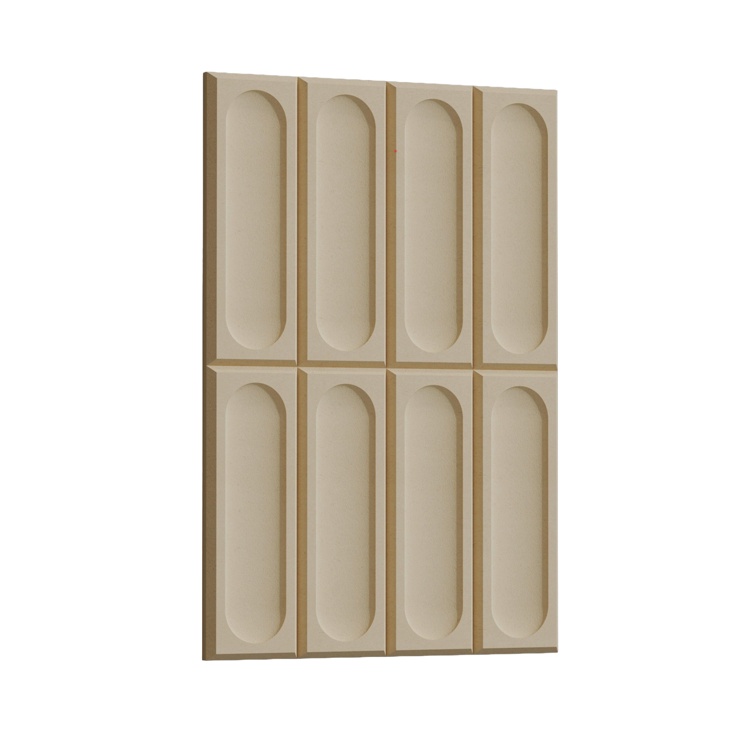 Beige decorative panel with embossed oval patterns on a white background