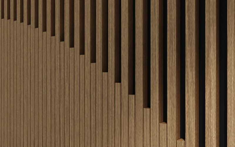 Wooden panel with vertical slats