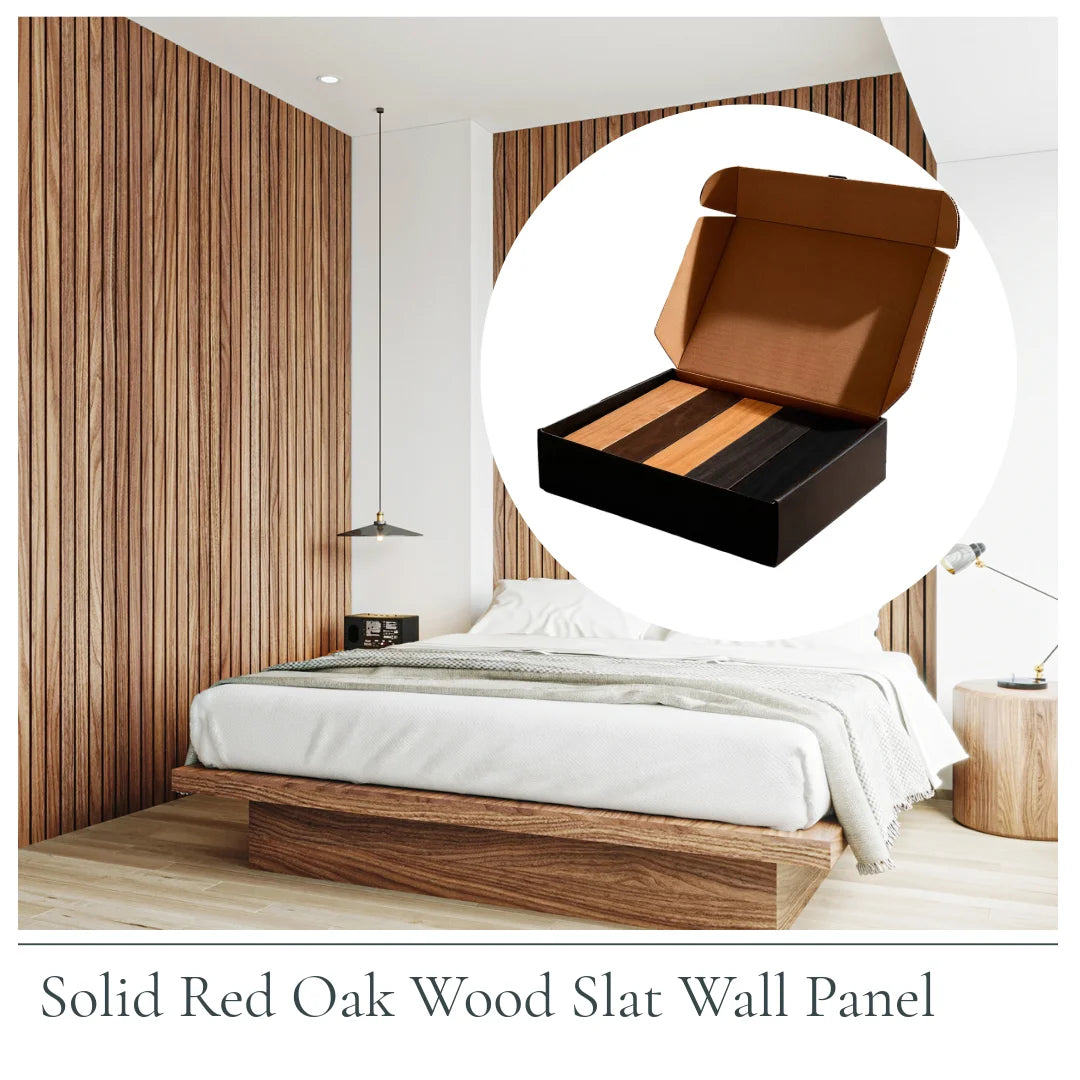 Solid Red Oak Wood Slat Wall Panel