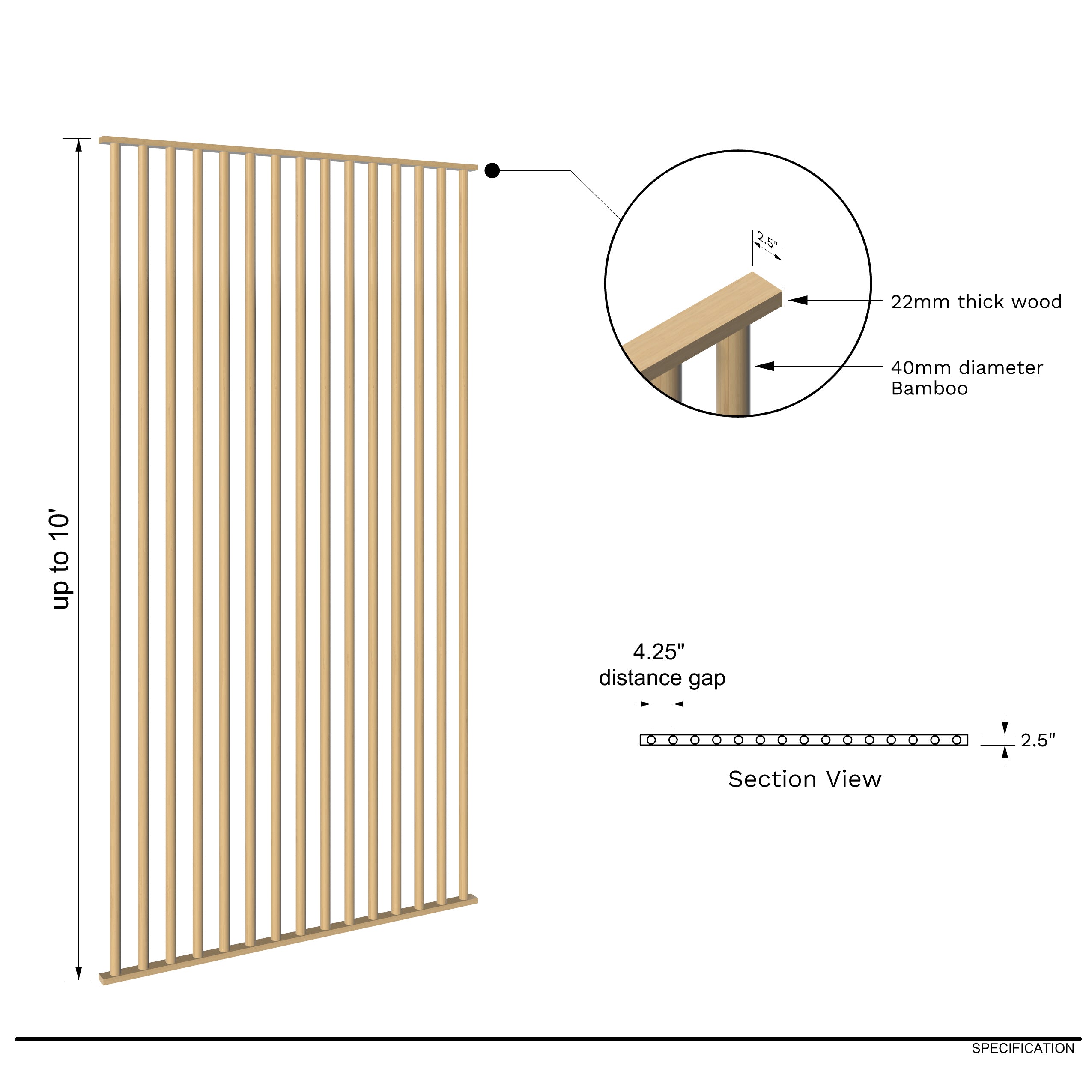 Yama Custom Vertical Bamboo Screen